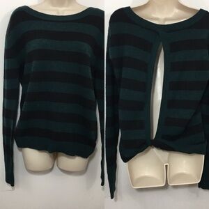 Pam & Gela Striped Open Back wool blend sweater XS
